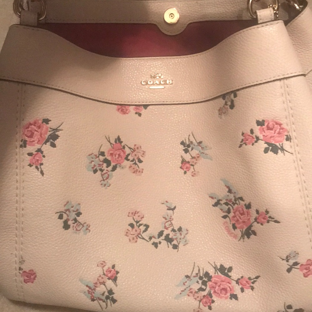 Cream and Pink Floral Coach Bag!